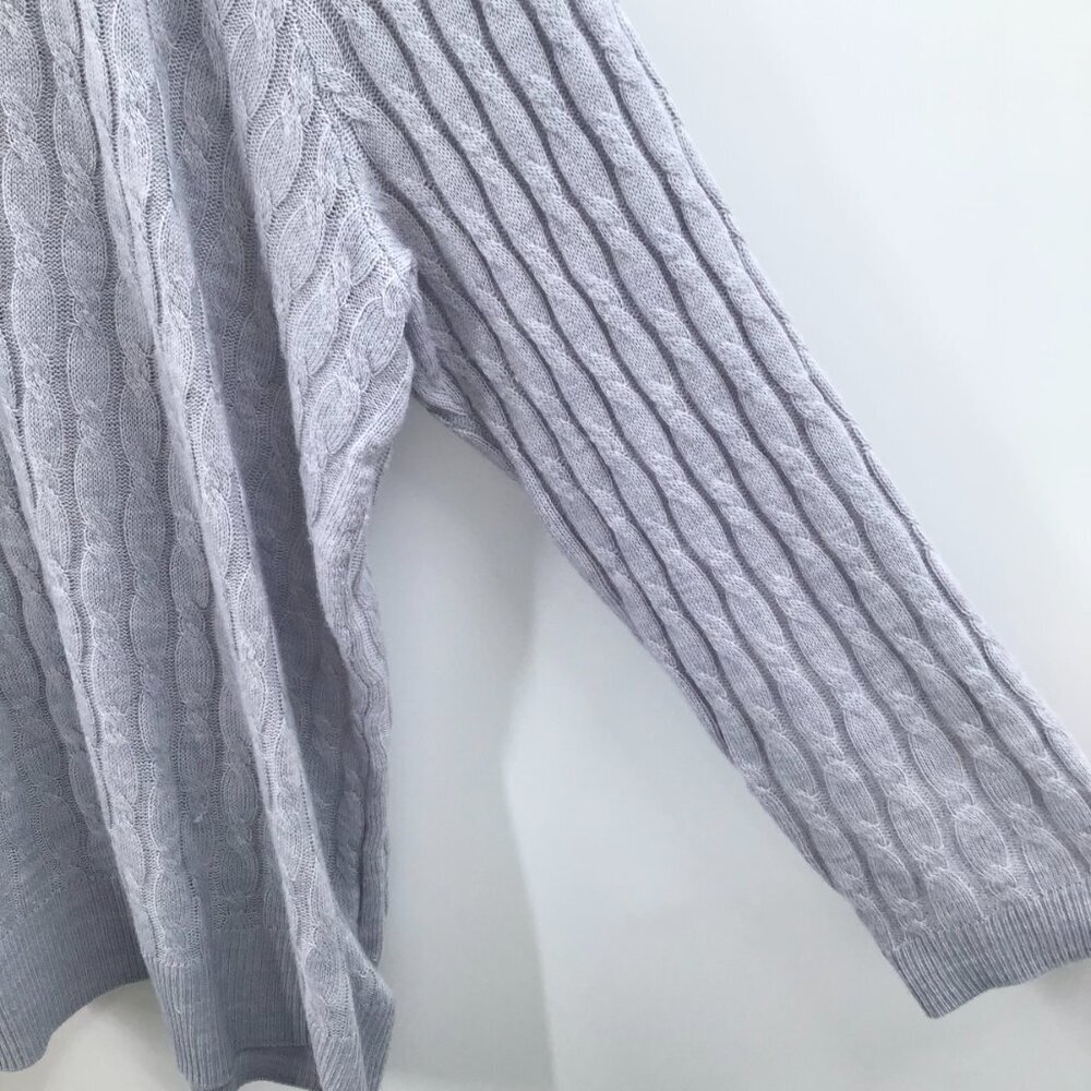 Women's 2X Gray Cable Knit Sweater Lightweight Long Sleeve Round Neckline Spring - Picture 5 of 10
